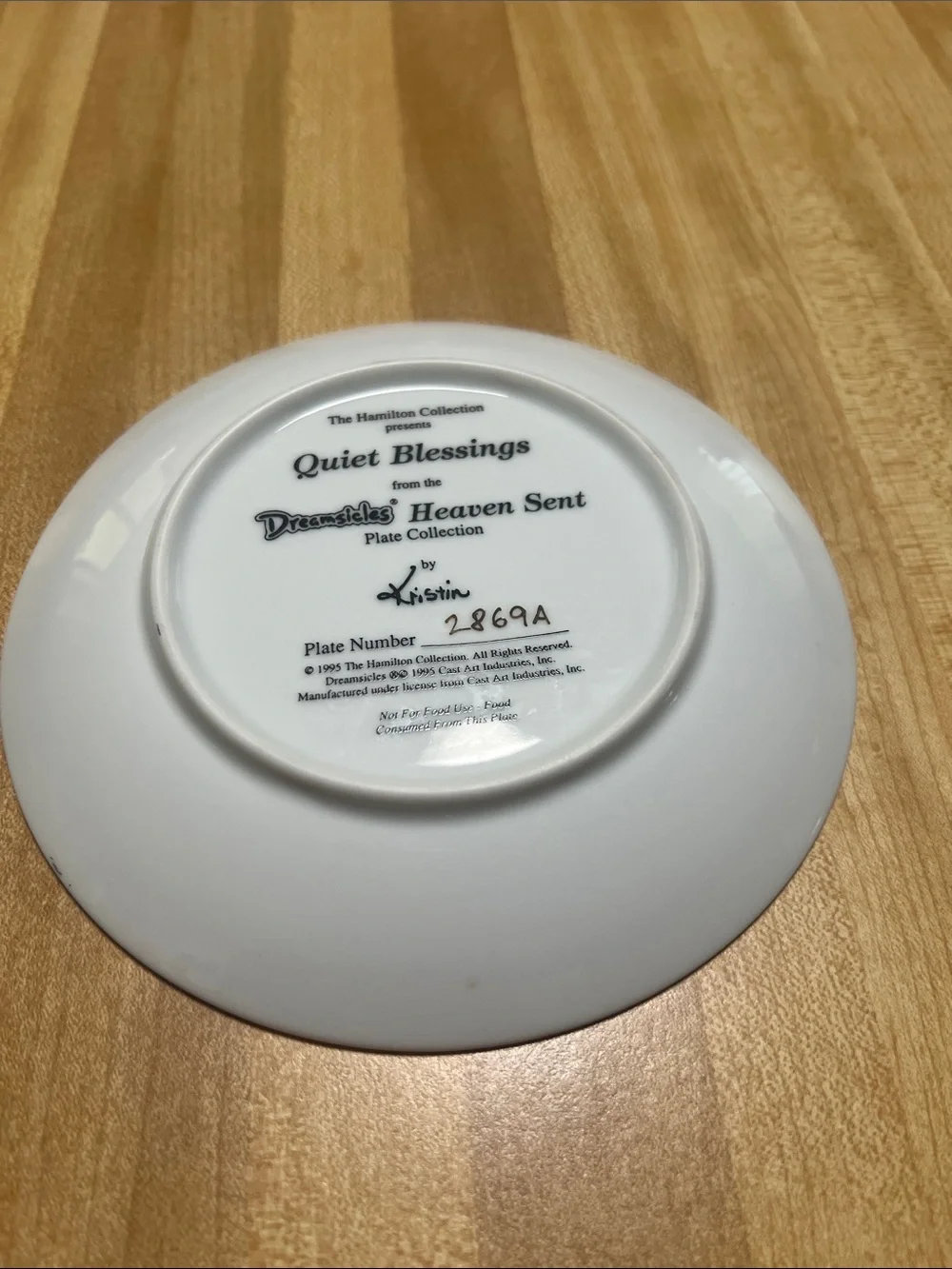 #2925**Hamilton Collection Quiet Blessings Dreamsicles Decorative Plate - White